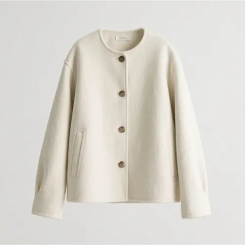 簡約圓領單排扣外套