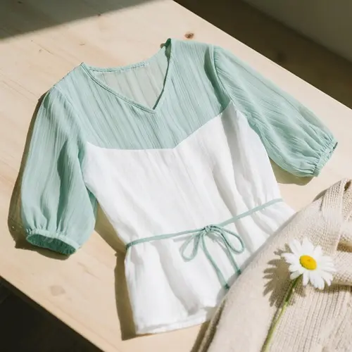 雪紡衫拼接款上衣